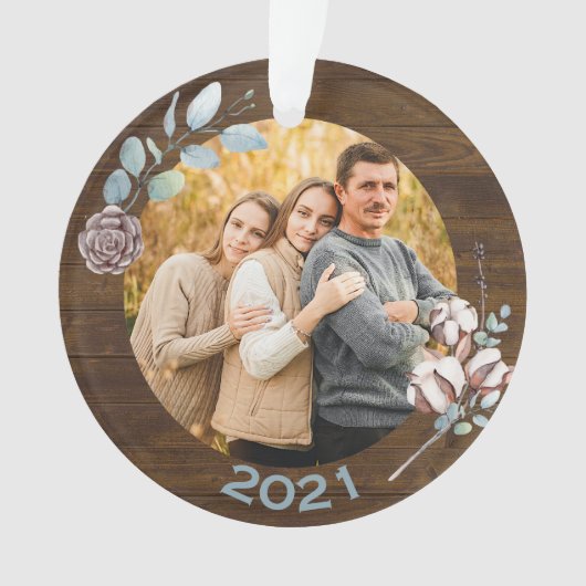 Rustic Wood Look Christmas Family Ornament (Vorderseite)