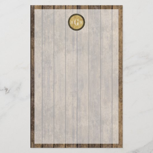 Rustic Wood look Planks #1 Steampunk 3 Monogramm Briefpapier (Vorderseite)