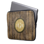 Rustic Wood look Planks #1 Steampunk 3 Monogramm Laptopschutzhülle (Vorderseite Links)