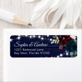 Rustic Wood Marsala & Navy Blue Flowers Adresse (Insitu)