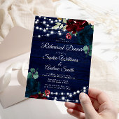 Rustic Wood Marsala & Navy Blue Probe Dinner Einladung