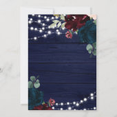 Rustic Wood Marsala & Navy Blue Probe Dinner Einladung (Rückseite)