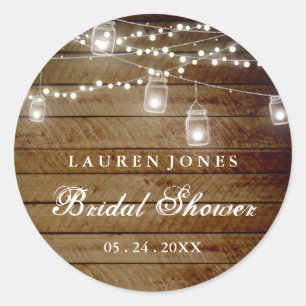 Rustic Wood Mason Jar Brautparty Sticker