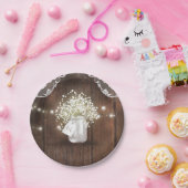 Rustic Wood Mason Jar Gipskraut Barn Wedding Pappteller (Party)