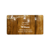 Rustic Wood Mason Jar Hanging Light Rücksendeadres Adressaufkleber (Vorne)