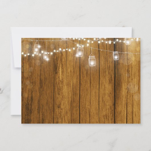 Rustic Wood Mason Jar Hanging Lights Probe Einladung (Rückseite)