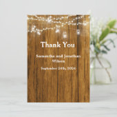 Rustic Wood Mason Jar Hanging Lights Vielen Dank Einladung (Stehend Vorderseite)