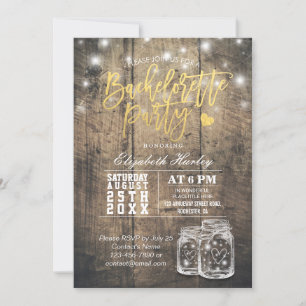 Rustic Wood & Mason Jar Lichterkette Junggesellinn Einladung