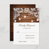 Rustic Wood Mason Jar Lights Lace Wedding RSVP (Vorne/Hinten)