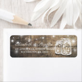 Rustic Wood Mason Jar String Light Wedding Address (Insitu)