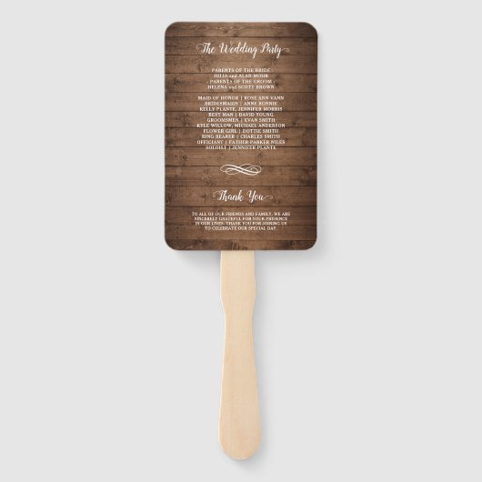 Rustic Wood Mason Jar String Light Wedding Program Fächer (Rückseite)