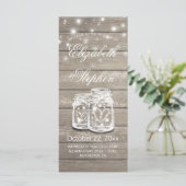 Rustic Wood Mason Jar String Light Wedding Program Programm (Stehend Vorderseite)