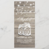 Rustic Wood Mason Jar String Light Wedding Program Programm (Vorderseite)