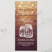 Rustic Wood Mason Jar String Light Wedding Program Programm (Vorderseite)