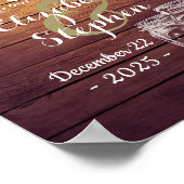 Rustic Wood Mason Jar String Light Wedding Willkom Poster (Ecke)