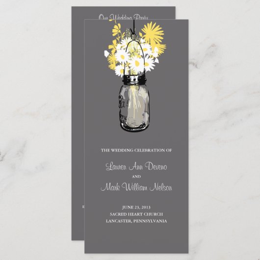 Rustic Wood Mason Jar und Wildblumen Programm (Vorne/Hinten)