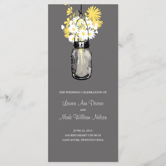 Rustic Wood Mason Jar und Wildblumen Programm (Vorderseite)