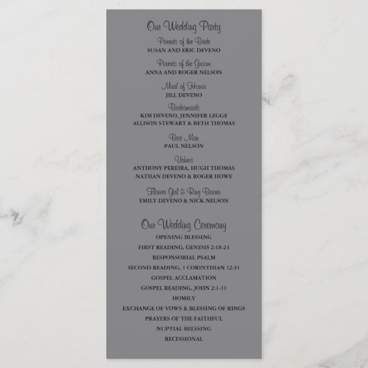 Rustic Wood Mason Jar und Wildblumen Programm (Rückseite)