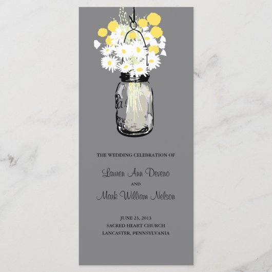 Rustic Wood Mason Jar und Wildblumen Programm (Vorderseite)