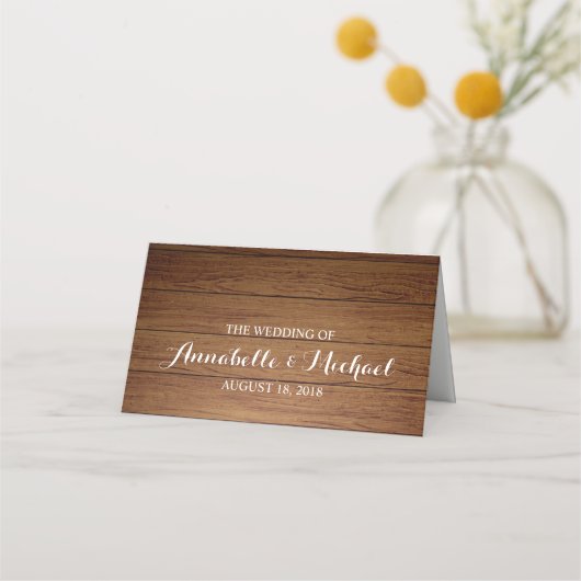 Rustic Wood Mason Jar Wedding Platzkarte (Rückseite)