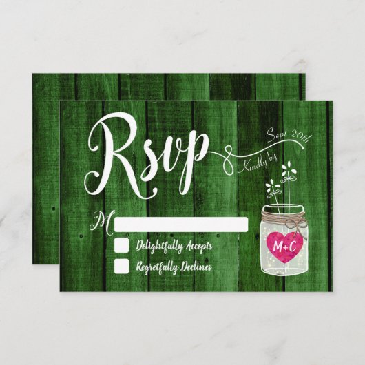Rustic Wood Mason Jar Wedding RSVP (Vorne/Hinten)