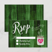 Rustic Wood Mason Jar Wedding RSVP Karte (Vorne/Hinten)