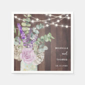 Rustic Wood Mason Jar Wedding Serviette (Vorderseite)