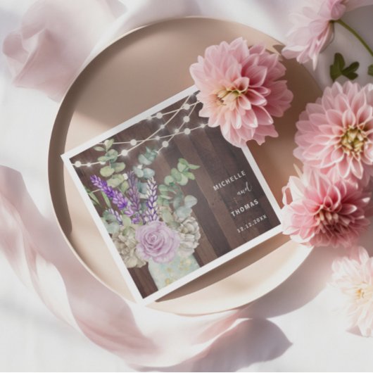 Rustic Wood Mason Jar Wedding Serviette