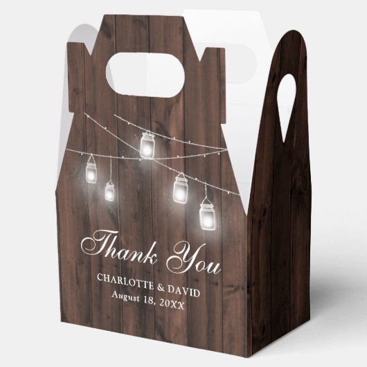 Rustic Wood Mason Jars Wedding Vielen Dank Geschenkschachtel (Geöffnet)