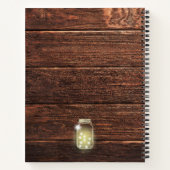 Rustic Wood Mason String Lights Wedding Gästebuch Notizblock (Rückseite)
