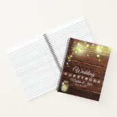 Rustic Wood Mason String Lights Wedding Gästebuch Notizblock (Innenseite)