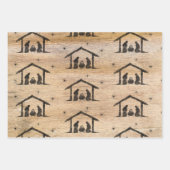 Rustic Wood Merry CHRIST Weihnachten Krippe Christ Geschenkpapier Set (Vorderseite 3)