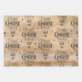 Rustic Wood Merry CHRIST Weihnachten Krippe Christ Geschenkpapier Set (Vorderseite)