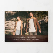 Rustic Wood Minimal Arch Photo QR code Wedding Dreifach Gefaltete Einladung (Cover)