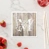 Rustic Wood Mit Monogramm Cocktail Napkins Serviette (Beispiel)