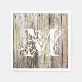 Rustic Wood Mit Monogramm Cocktail Napkins Serviette