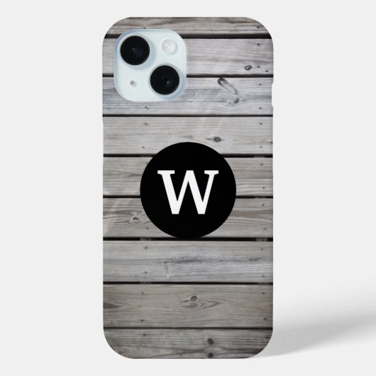 Rustic Wood Monogram Case-Mate iPhone Hülle (Rückseite)