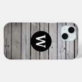 Rustic Wood Monogram Case-Mate iPhone Hülle (Rückseite (Horizontal))