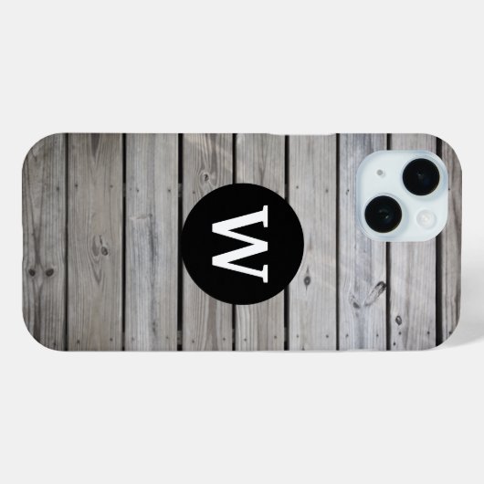 Rustic Wood Monogram Case-Mate iPhone Hülle (Rückseite (Horizontal))