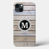 Rustic Wood Monogram Case-Mate iPhone Hülle (Rückseite)