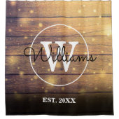 Rustic Wood Monogram Duschvorhang (Vorderseite)