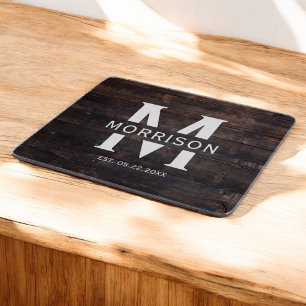 Rustic Wood Monogram Familienname Vintag Schneidebrett