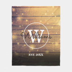 Rustic Wood Monogram Fleecedecke