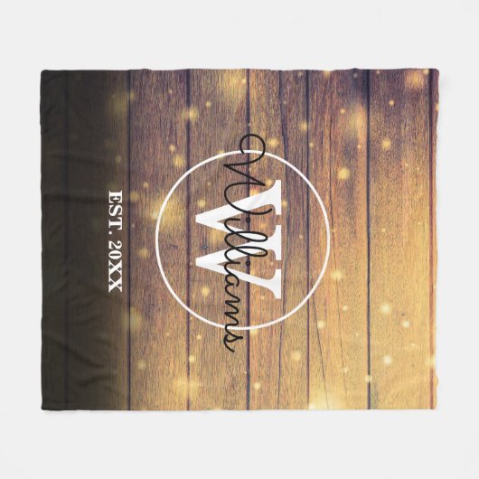 Rustic Wood Monogram Fleecedecke (Vorderseite (Horizontal))