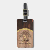 Rustic Wood Monogram Gepäckanhänger (Vorderseite vertikal)