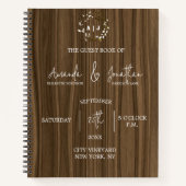 Rustic Wood Monogram Leaf Wedding Gästebuch Notizblock (Vorderseite)