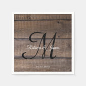 Rustic Wood Monogram Name Script Wedding Party Serviette (Vorderseite)