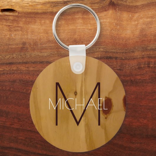 Rustic Wood Monogram Schlüsselanhänger (Rückseite)