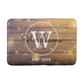 Rustic Wood Monogram Script Badematte (Vorderseite)