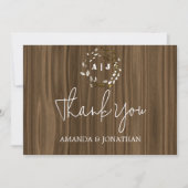 Rustic Wood Monogram Wedding Dankeschön Card Dankeskarte (Vorderseite)